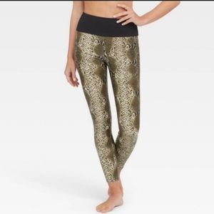 Assets by Spanx Faux Leather Snake Print High Waisted Leggings XL